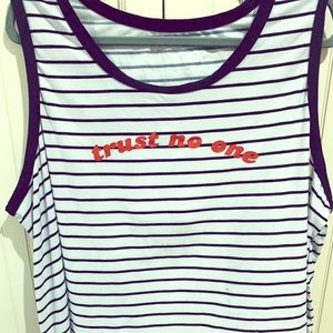 Trust No One Plus Striped Tank